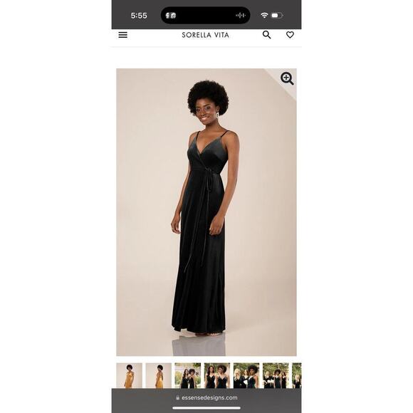 Sorella Vita Black Velvet Wrap Floor Length Formal Gown Bridesmaids Dress 10 - Picture 9 of 10